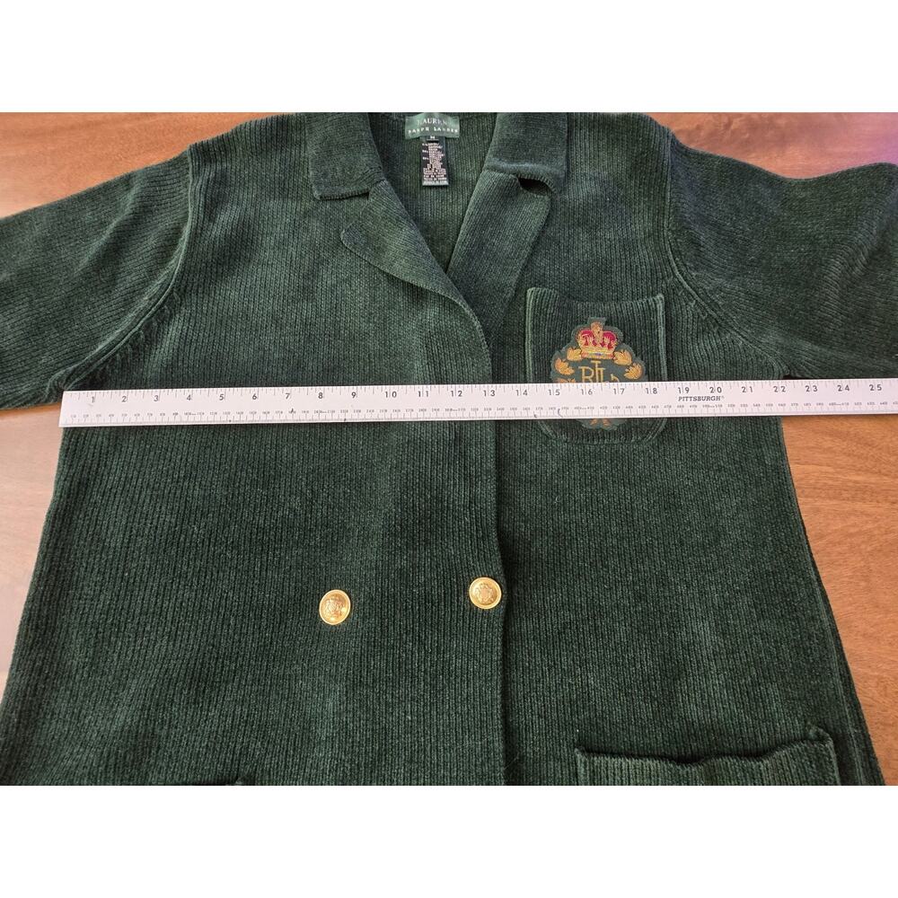 VTG Ralph Lauren Chenille Knit Blazer Sweater Medium Dark Academia Old Money - Picture 4 of 6